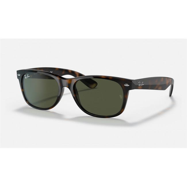 Ray Ban New Wayfarer Classic Low Bridge Fit RB2132 Sunglasses Classic G-15 + Tortoise Frame Green Classic G-15 Lens