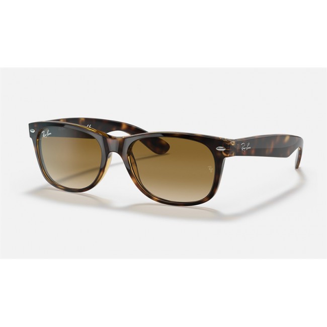 Ray Ban New Wayfarer Classic RB2132 Sunglasses Polarized Classic G-15 + Black Frame Light Brown Gradient Lens