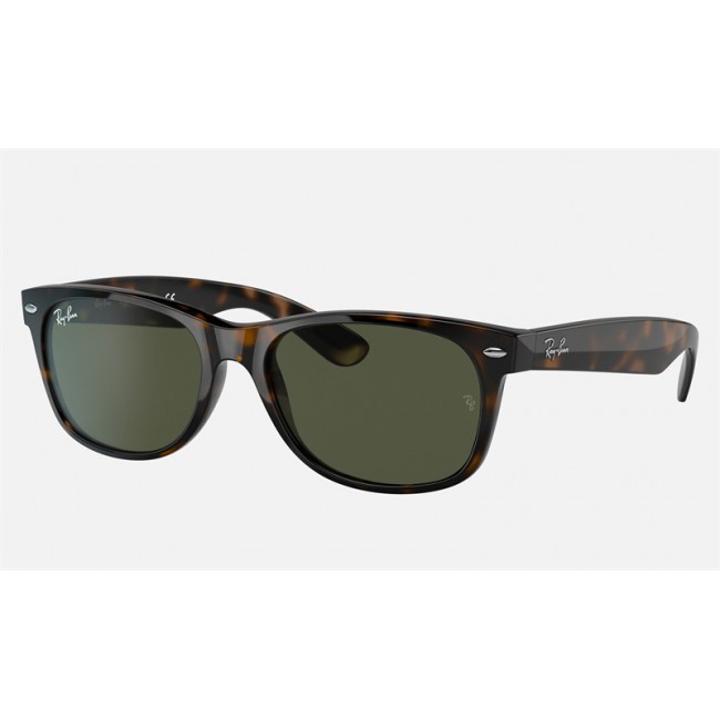 Ray Ban New Wayfarer Classic RB2132 Sunglasses Classic G-15 + Tortoise Frame Green Classic G-15 Lens