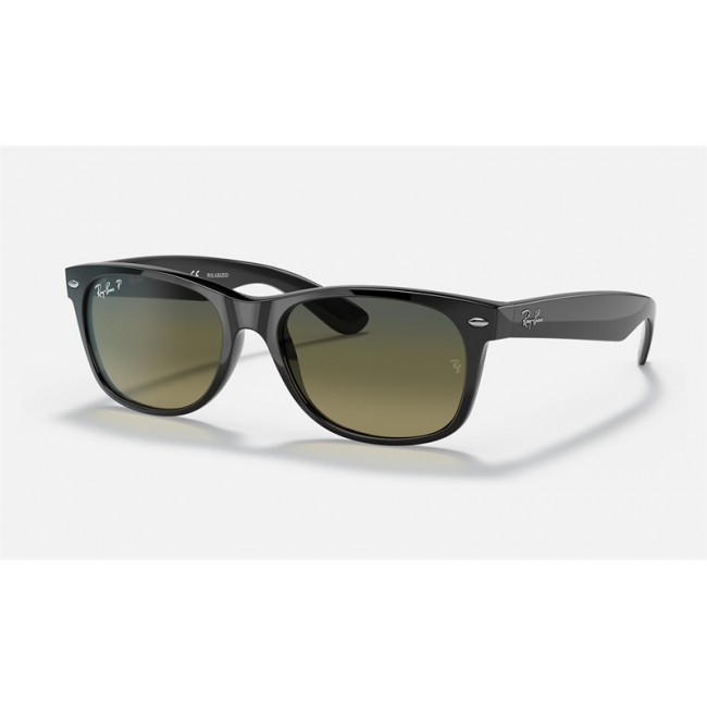 Ray Ban New Wayfarer Collection RB2132 Sunglasses Polarized Gradient + Black Frame Blue/Green Gradient Lens