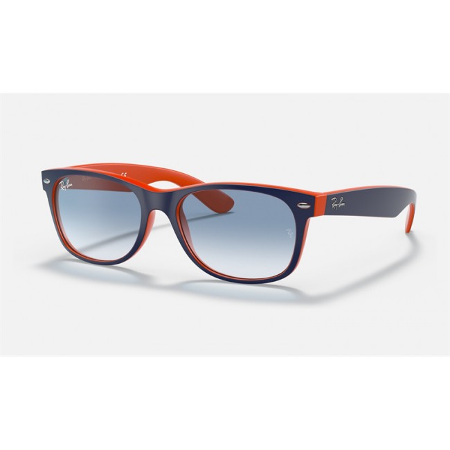 Ray Ban New Wayfarer Color Mix RB2132 Sunglasses Gradient + Blue Frame Light Blue Gradient Lens