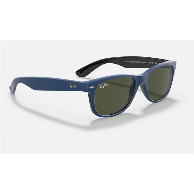 Ray Ban New Wayfarer Color Mix RB2132 Sunglasses Classic G-15 + Blue Frame Green Classic G-15 Lens