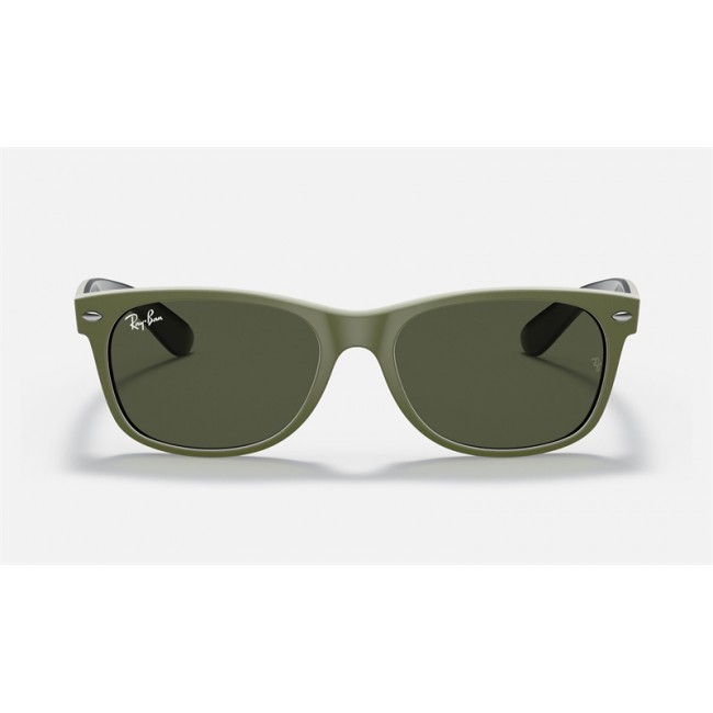 Ray Ban New Wayfarer Color Mix RB2132 Sunglasses Classic G-15 + Green Frame Green Classic G-15 Lens