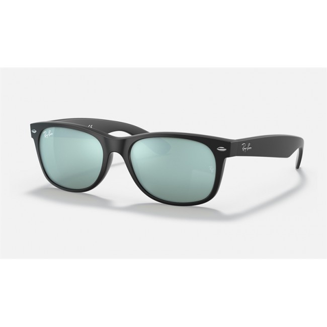 Ray Ban New Wayfarer Flash RB2132 Sunglasses Flash + Black Frame Silver Flash Lens