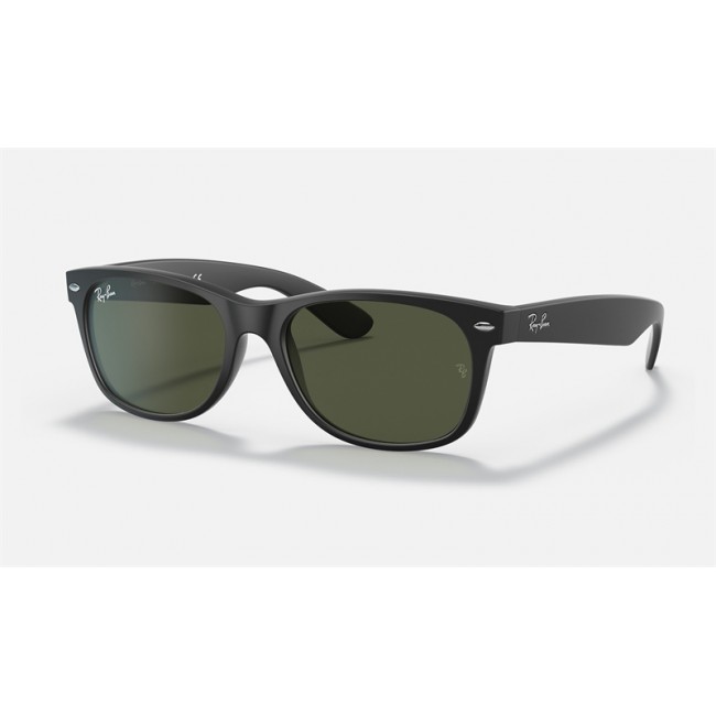 Ray Ban New Wayfarer Matte Low Bridge Fit RB2132 Sunglasses Classic G-15 + Black Frame Green Classic G-15 Lens