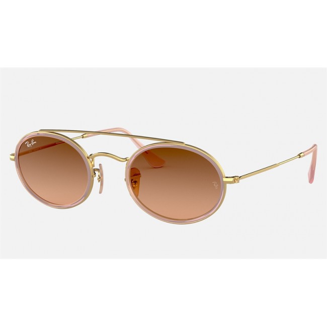 Ray Ban Oval Double Bridge RB3847 Sunglasses Pink Gradient Gold