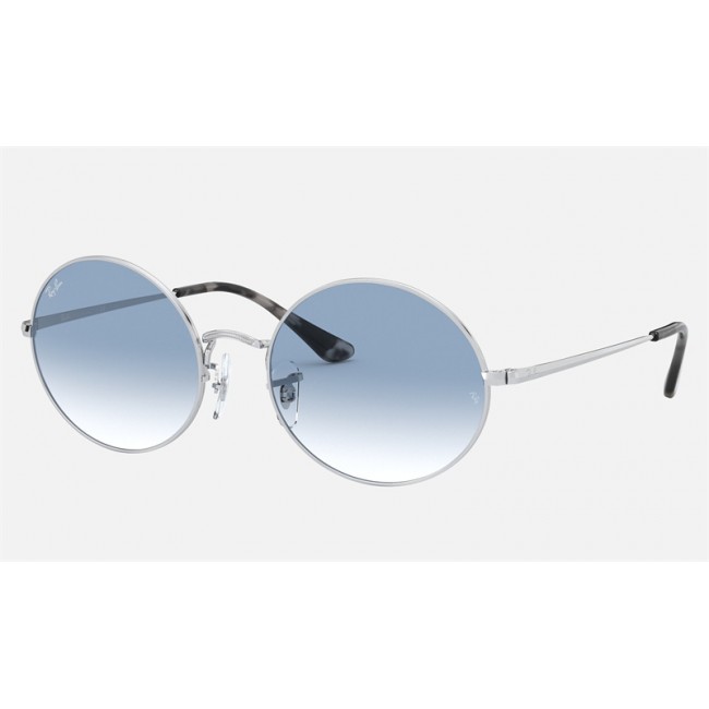 Ray Ban Oval RB1970 Sunglasses Blue Gradient Silver