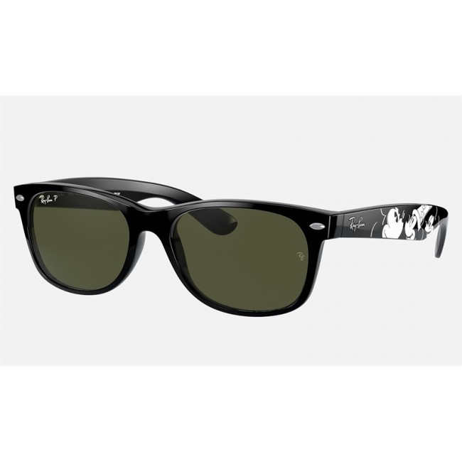 Ray Ban RB2132 New Wayfarer Mickey S20 Sunglasses Polarized Classic G-15 + Black Frame Green Classic G-15 Lens
