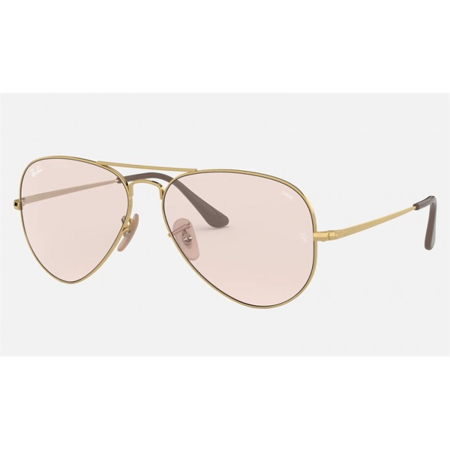 Ray Ban RB3689 Solid Sunglasses Pink Photochromic Evolve Gold