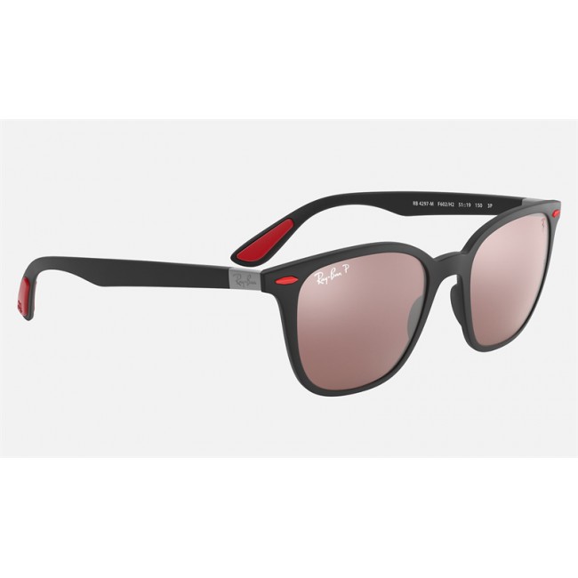 Ray Ban RB4297 Scuderia Ferrari Collection Sunglasses Silver Mirror Chromance Black