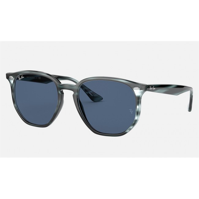 Ray Ban RB4306 Sunglasses Dark Blue Classic Striped Blue Havana
