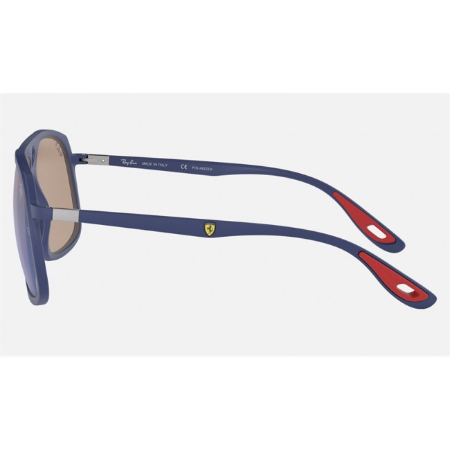 Ray Ban RB4308 Scuderia Ferrari Collection Sunglasses Blue Mirror Chromance Blue