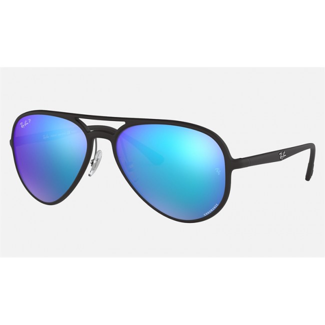 Ray Ban RB4320 Chromance Sunglasses Blue Mirror Chromance Black