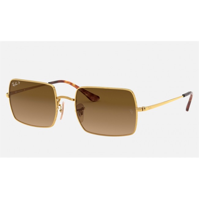 Ray Ban Rectangle RB1969 Sunglasses Brown Gradient Gold