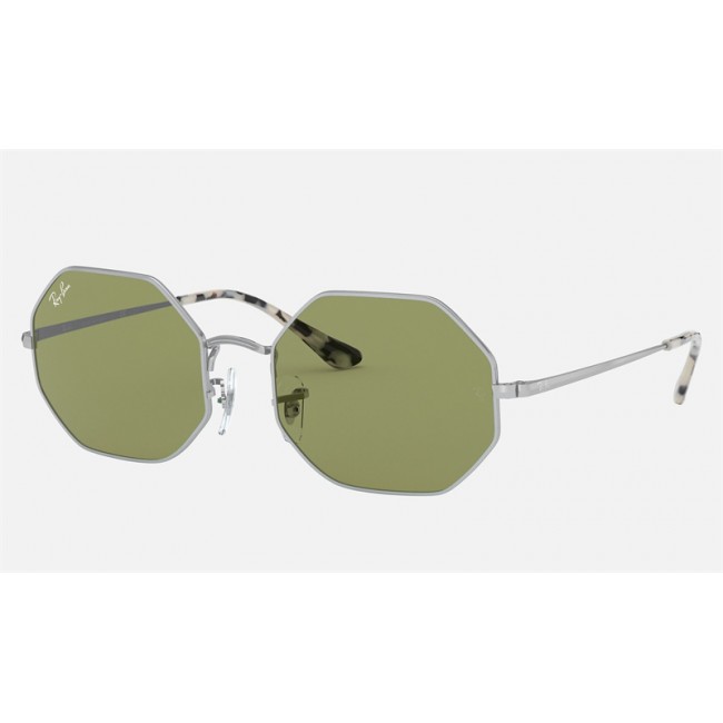 Ray Ban Roctagon RB1972 Sunglasses Ligh Green Classic Silver