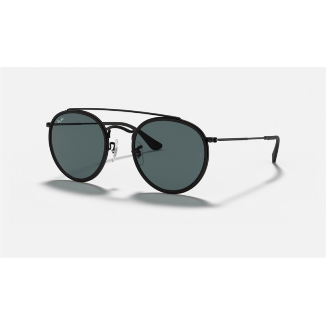 Ray Ban Round Double Bridge RB3647 Sunglasses Classic + Black Frame Blue/Gray Classic Lens