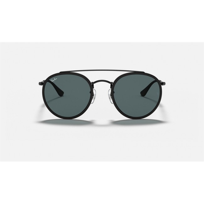 Ray Ban Round Double Bridge RB3647 Sunglasses Classic + Black Frame Blue/Gray Classic Lens
