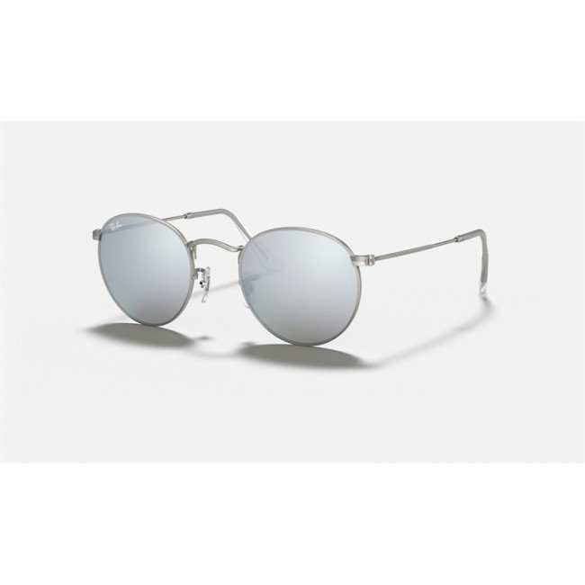 Ray Ban Round Flash Lenses RB3447 Sunglasses Flash + Silver Frame Silver Flash Lens