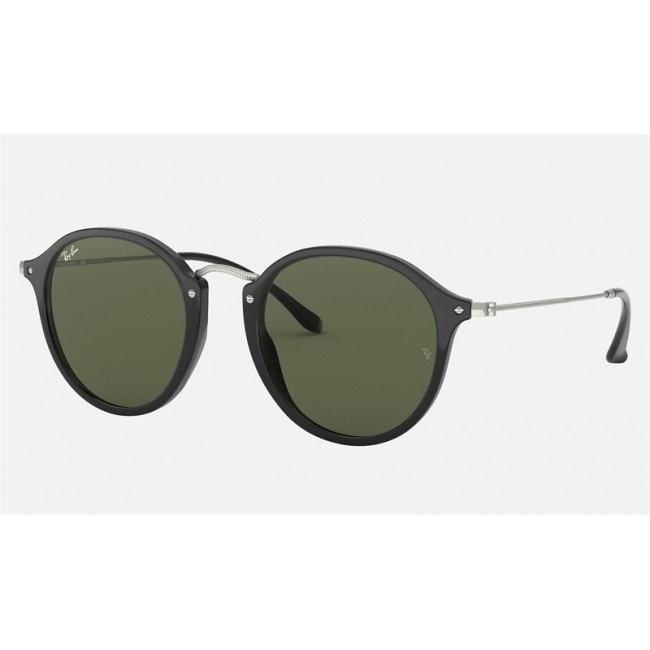 Ray Ban Round Fleck RB2447 Sunglasses Classic G-15 + Black Frame Green Classic G-15 Lens