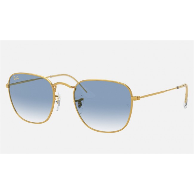 Ray Ban Round Frank Legend RB3857 Sunglasses Gradient + Gold Frame Light Blue Gradient Lens