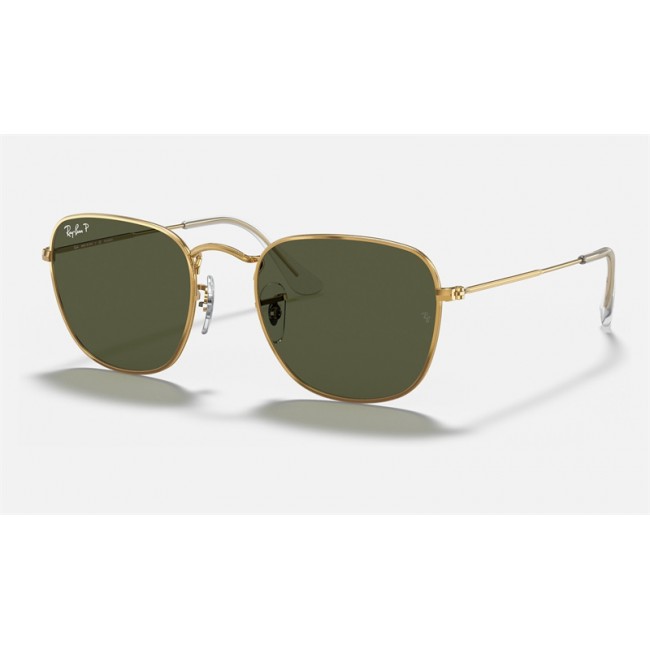 Ray Ban Round Frank RB3857 Sunglasses Polarized Classic G-15 + Shiny Gold Frame Green Classic G-15 Lens