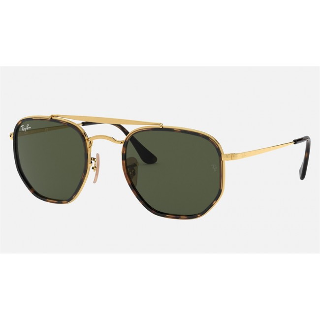 Ray Ban Round Marshal II RB3648 Sunglasses Classic G-15 + Gold Frame Green Classic G-15 Lens
