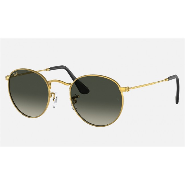Ray Ban Round Metal Collection RB3447 Sunglasses Gradient + Gold Frame Grey Gradient Lens