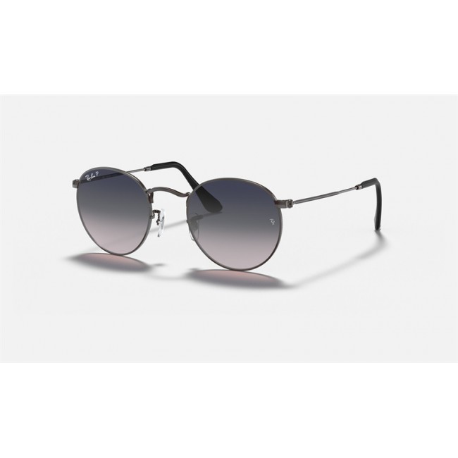 Ray Ban Round Metal Collection RB3447 Sunglasses Polarized Gradient + Gunmetal Frame Blue/Grey Gradient Lens