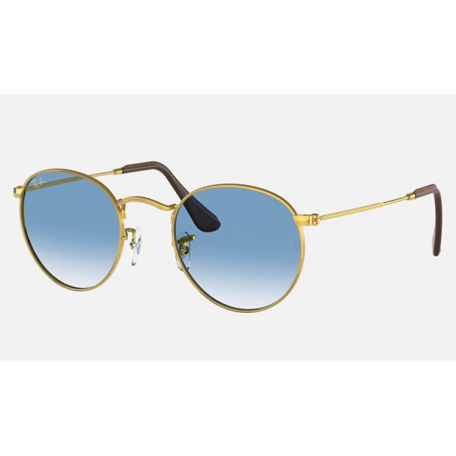 Ray Ban Round Metal Collection RB3447 Sunglasses Light Blue Gradient Gold