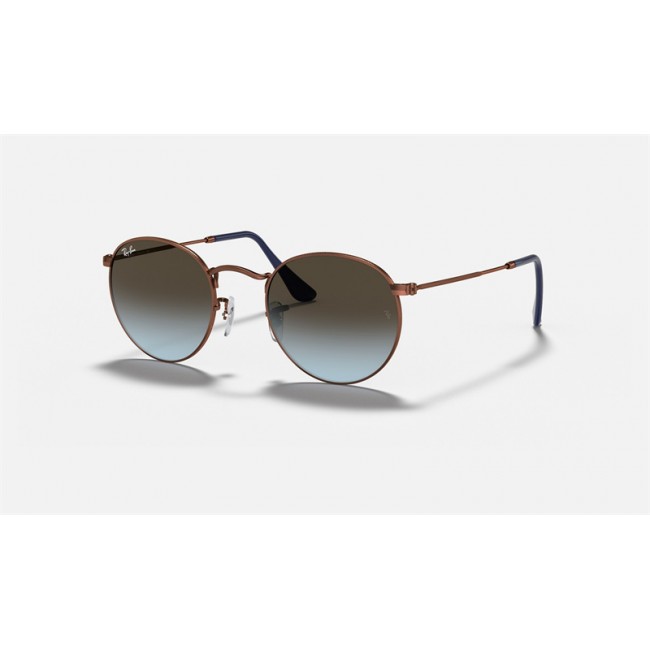 Ray Ban Round Metal RB3447 Sunglasses Gradient + Bronze-Copper Frame Blue/Brown Gradient Lens