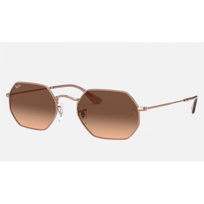 Ray Ban Round Octagonal Classic RB3556 Sunglasses Gradient + Bronze-Copper Frame Brown Gradient Lens