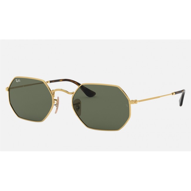 Ray Ban Round Octagonal Classic RB3556 Sunglasses Classic G-15 + Gold Frame Green Classic G-15 Lens