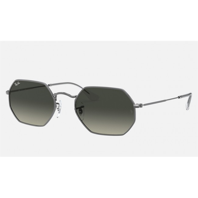 Ray Ban Round Octagonal Classic RB3556 Sunglasses Gradient + Gunmetal Frame Grey Gradient Lens