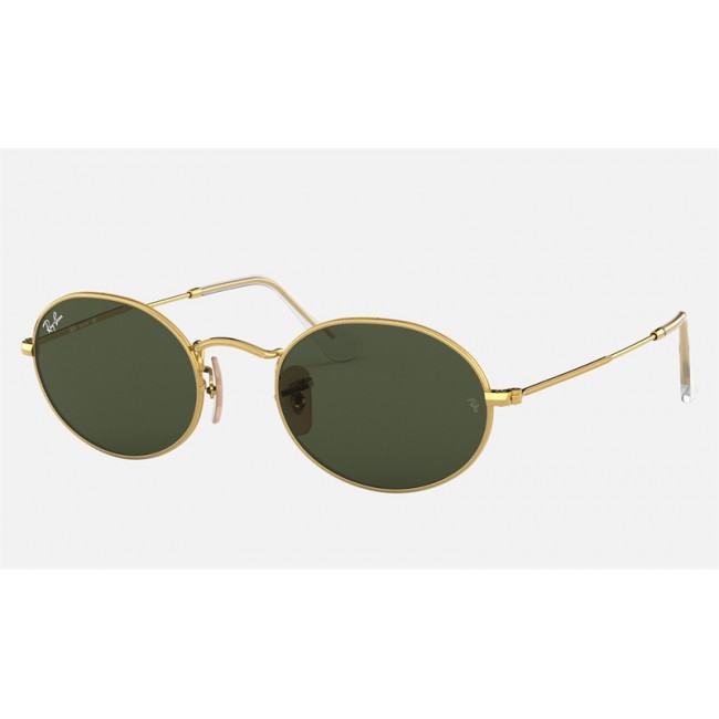 Ray Ban Round Oval RB3547 Sunglasses Classic G-15 + Gold Frame Green Classic G-15 Lens