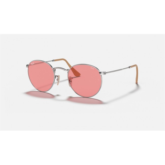 Ray Ban Round Washed Evolve RB3447 Sunglasses Photochromic Evolve + Silver Frame Pink Photochromic Evolve Lens