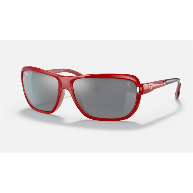 Ray Ban Scuderia Ferrari Collection RB4365 Sunglasses Grey Gradient Mirror Red