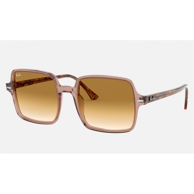 Ray Ban Square II RB1973 Sunglasses Light Brown Gradient Transparent Brown