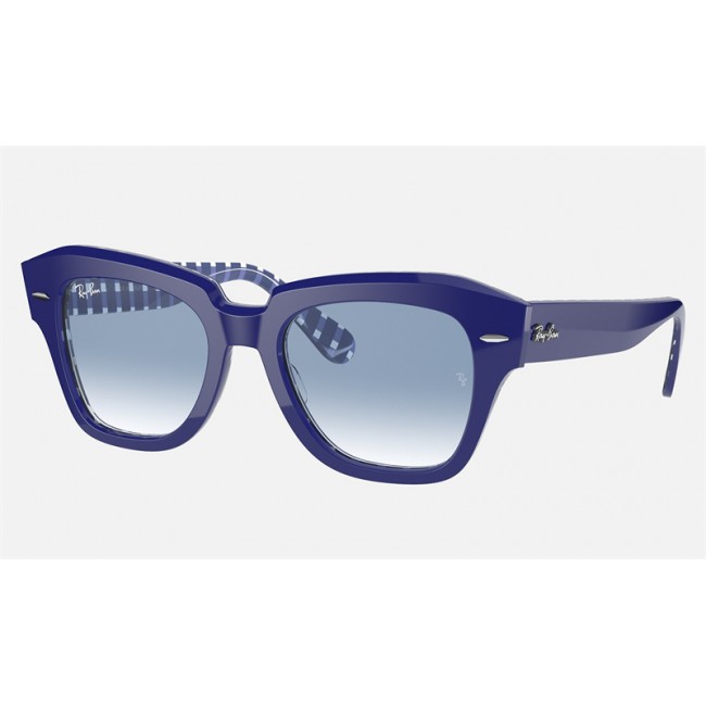 Ray Ban State Street RB2186 Sunglasses Gradient + Blue Frame Light Blue Gradient Lens