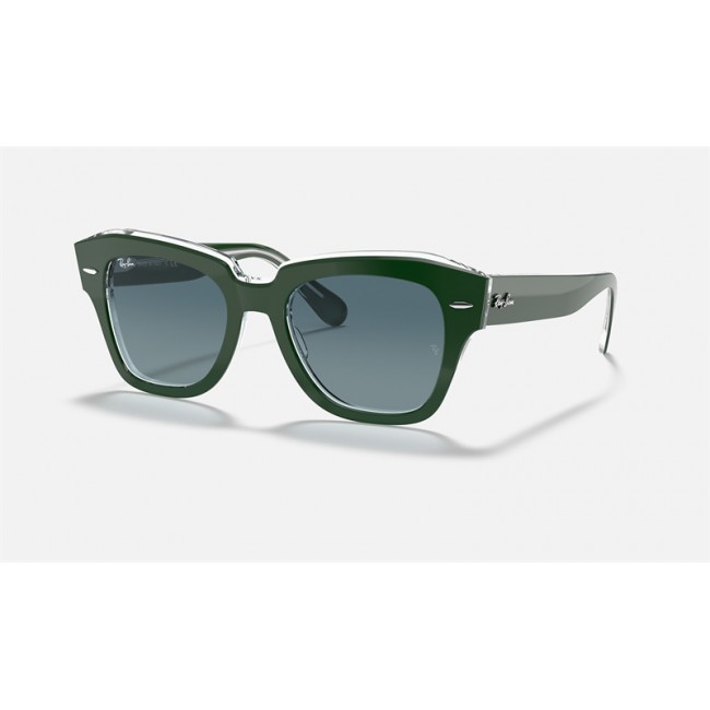 Ray Ban State Street RB2186 Sunglasses Gradient + Green Frame Blue Gradient Lens