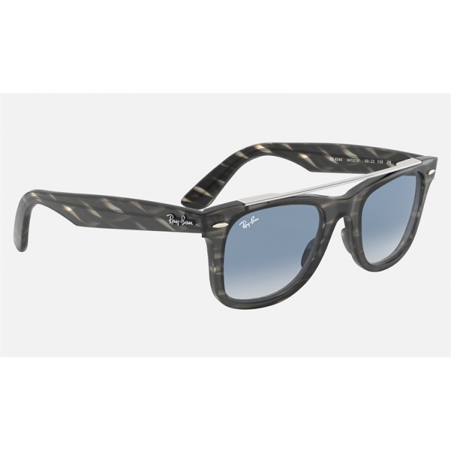 Ray Ban Wayfarer Double Bridge RB4540 Sunglasses Light Blue Gradient Striped Grey