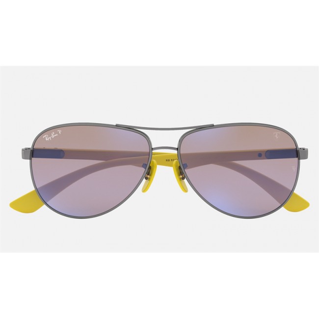 Ray Ban RB8313 Scuderia Ferrari Collection Sunglasses Blue Mirror Chromance Gunmetal