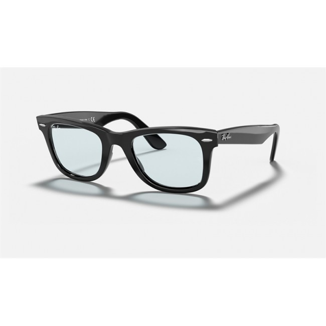 Ray Ban Original Wayfarer Classic Low Bridge Fit RB2140 Sunglasses Light Grey Classic Shiny Black
