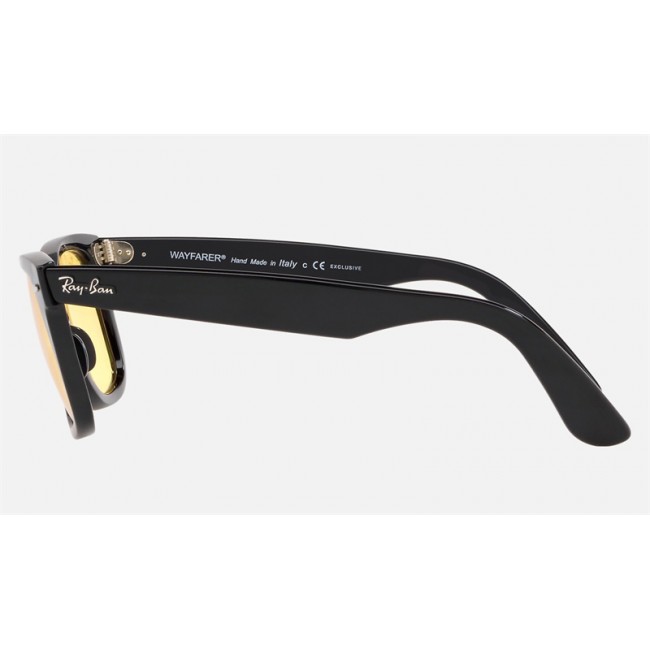 Ray Ban Wayfarer Washed Evolve - Exclusive Edition RB2140 Sunglasses Yellow Photochromic Evolve Black